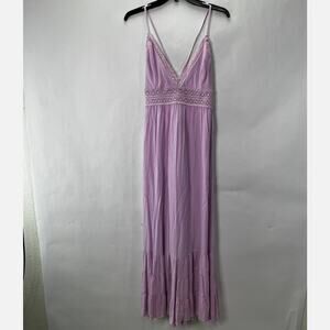 Shero Spring Lilac Maxi Dress Lace Detail Large